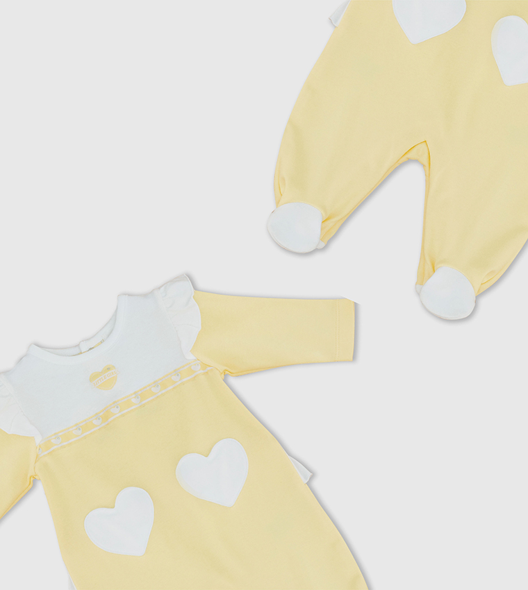  Babygrow Heart Embroidered Ruffle Sleeves Sleepsuit