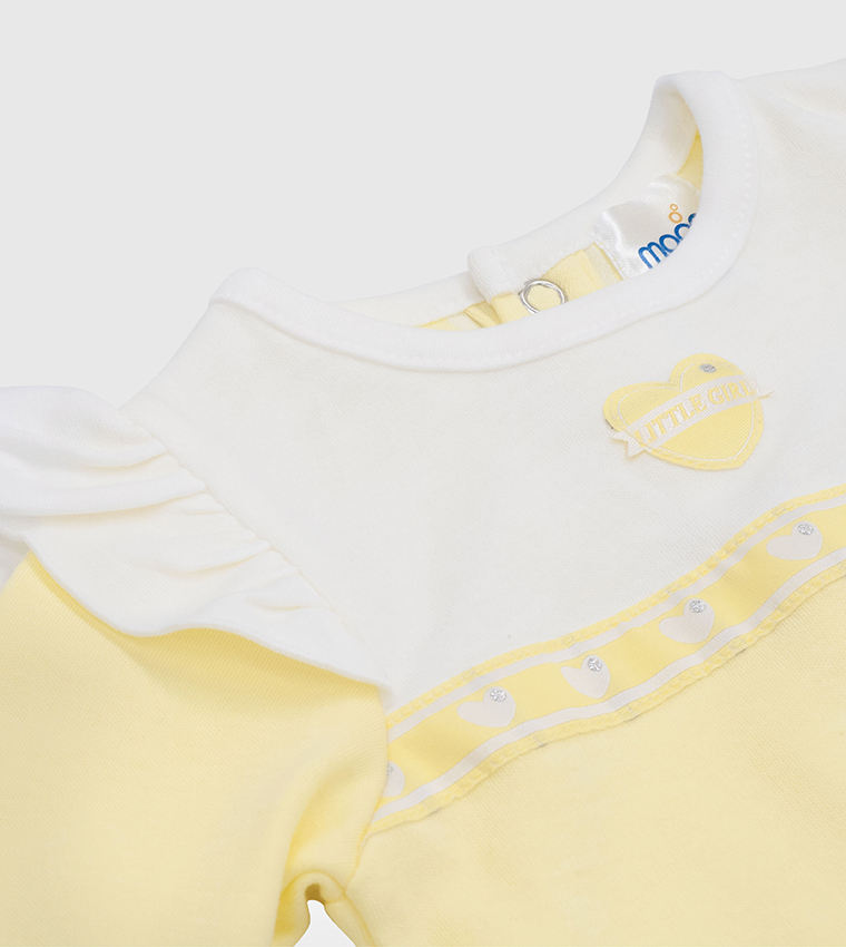  Babygrow Heart Embroidered Ruffle Sleeves Sleepsuit