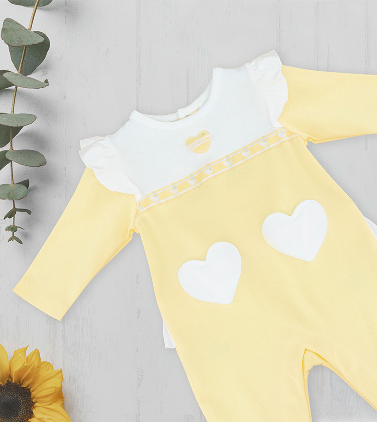  Babygrow Heart Embroidered Ruffle Sleeves Sleepsuit