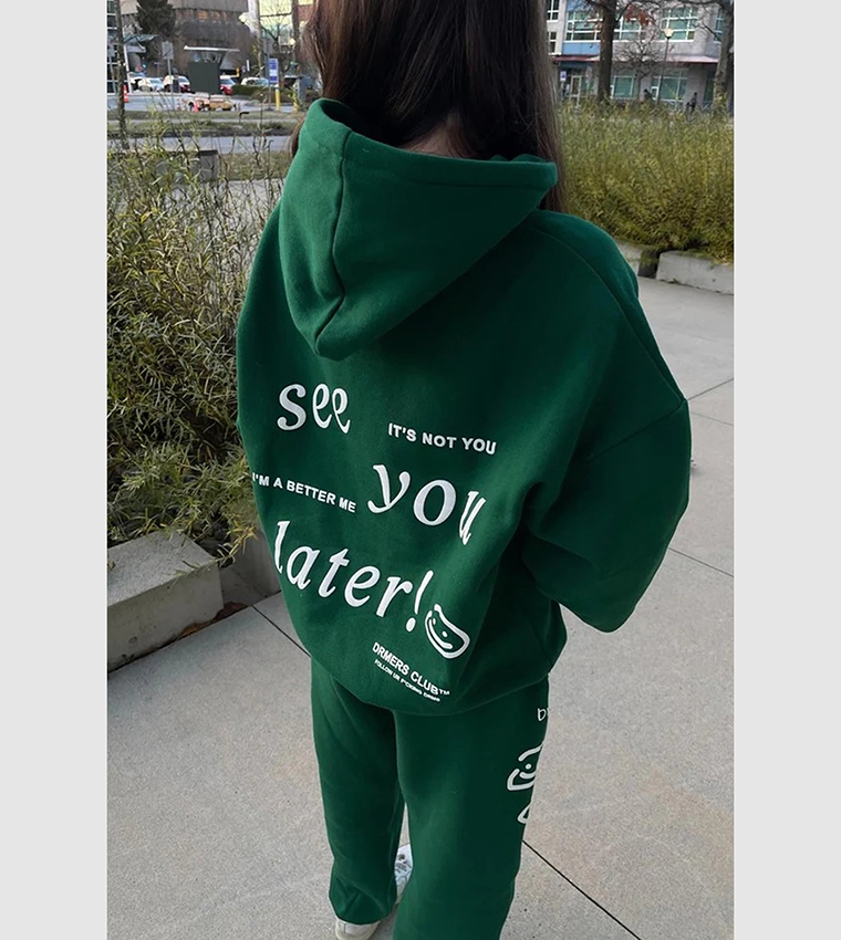 Buy MODAGEN Back Print Oversized Hoodie In Green 6thStreet Qatar