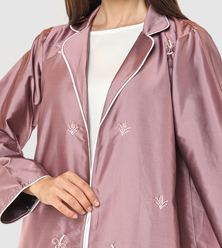Embellished Notch Lapel Abaya