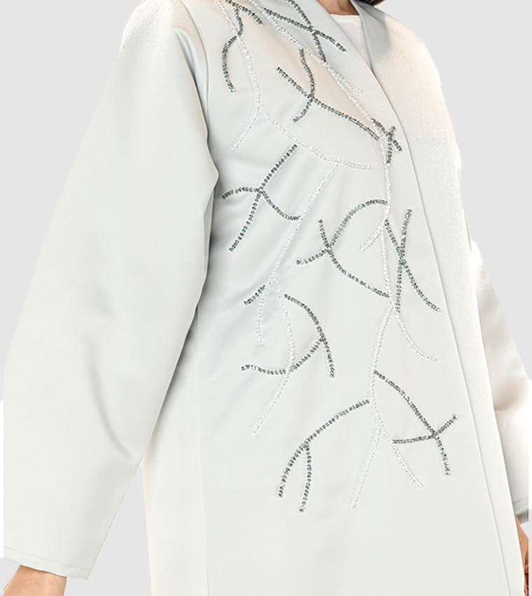 Embroidered Satin Bridal Abaya