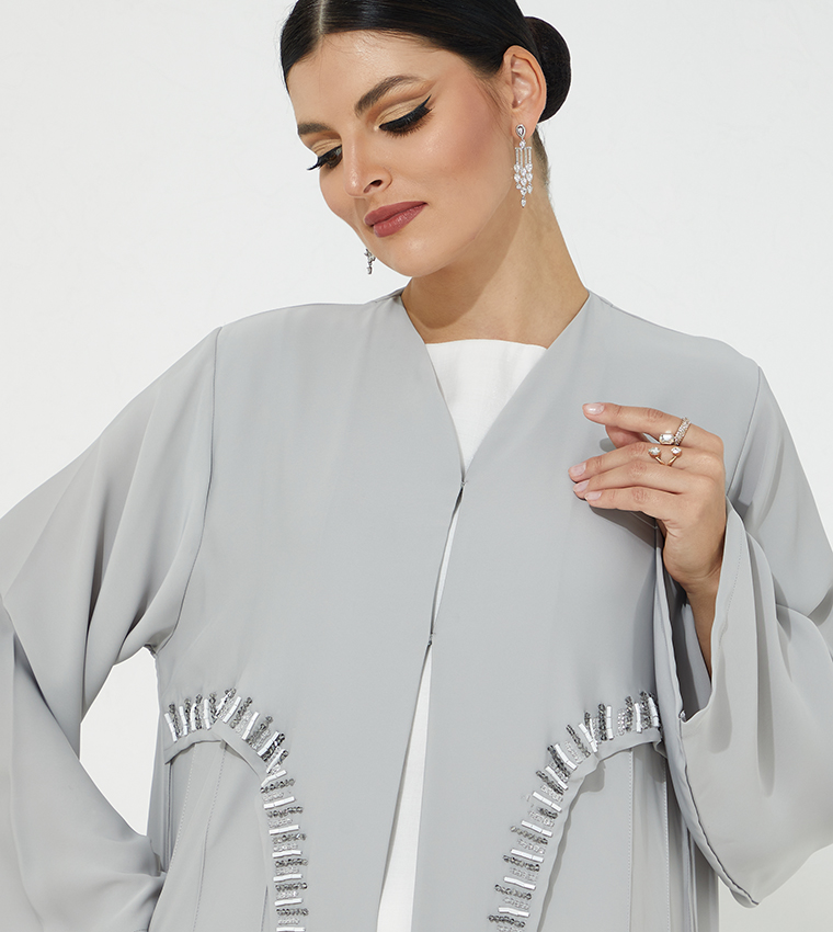 Moistreet  Abayas - Grey Abayas