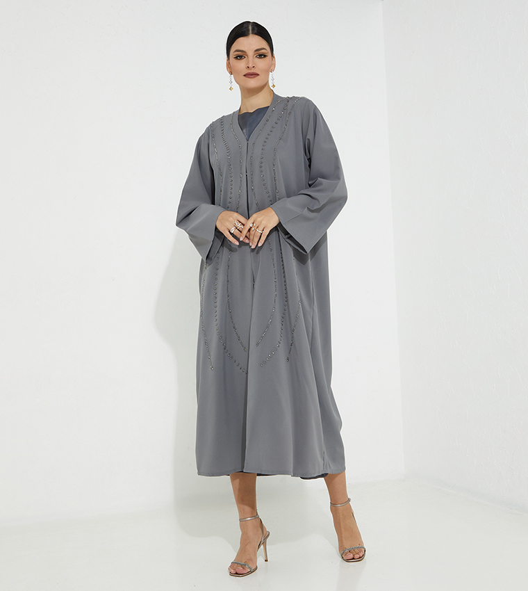 Moistreet  Abayas - Grey Abayas
