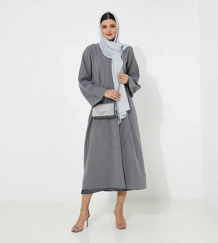 Moistreet  Abayas - Grey Abayas