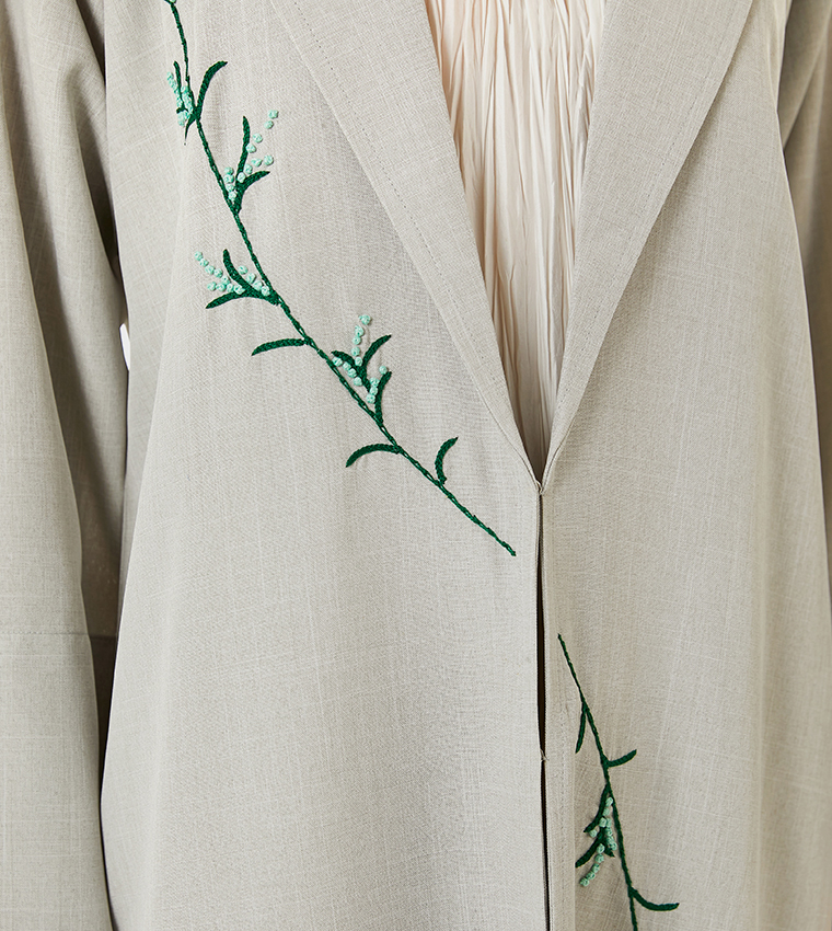 Embroidered Linen Abaya