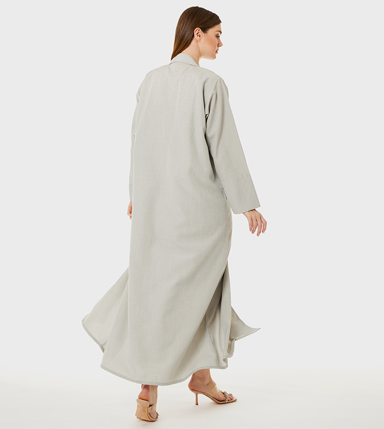 Embroidered Linen Abaya
