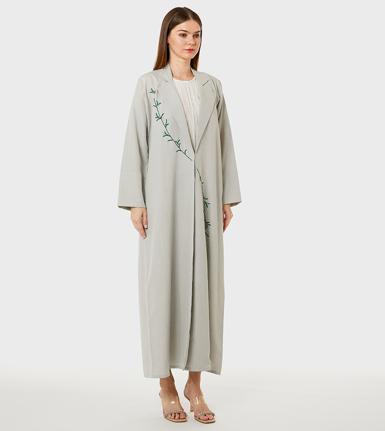 Embroidered Linen Abaya