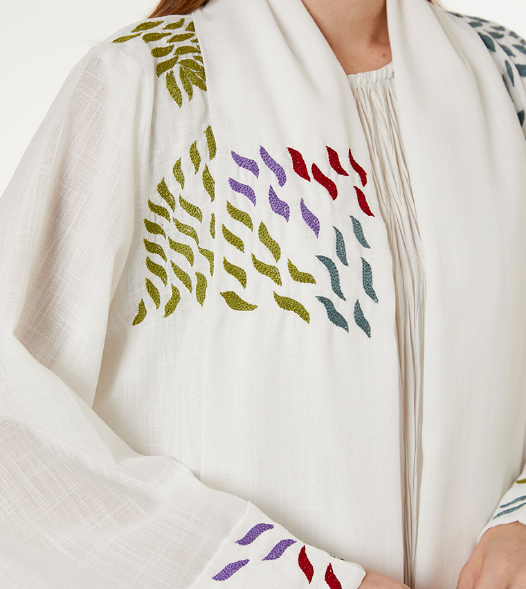 Embroidered Linen Abaya