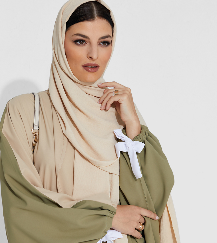 3 Piece Abaya Set With Under Dress And Scarf