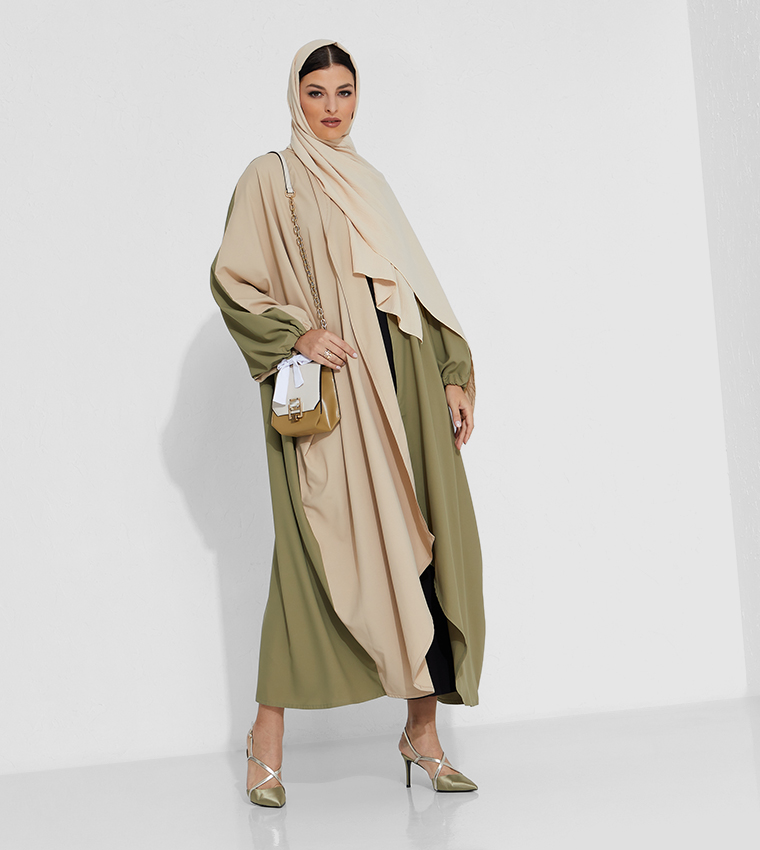 3 Piece Abaya Set With Under Dress And Scarf