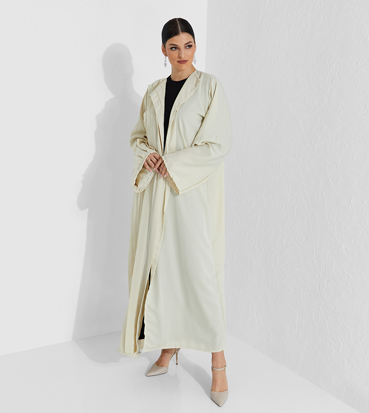 Asymmetric Pleated Long Sleeves Abaya