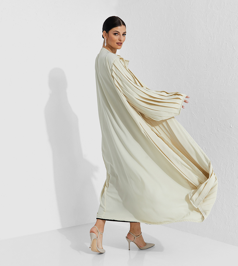 Asymmetric Pleated Long Sleeves Abaya