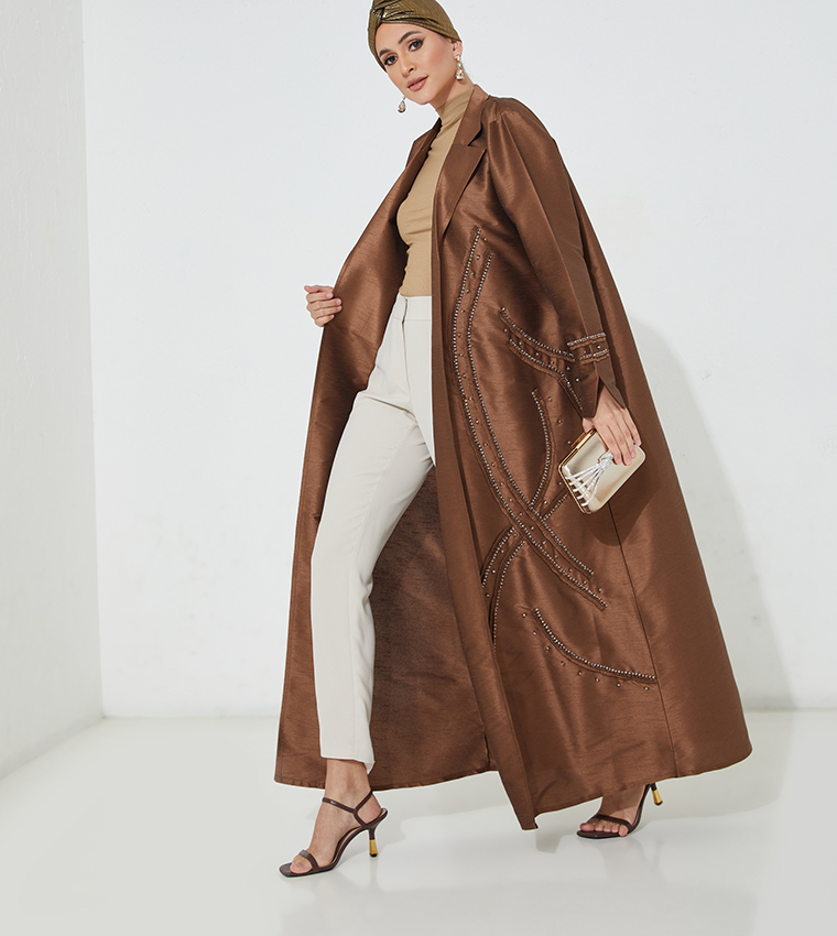 Full Sleeve Raw Silk Abaya