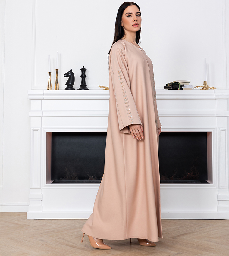 Victoria Satin Embellished Abaya
