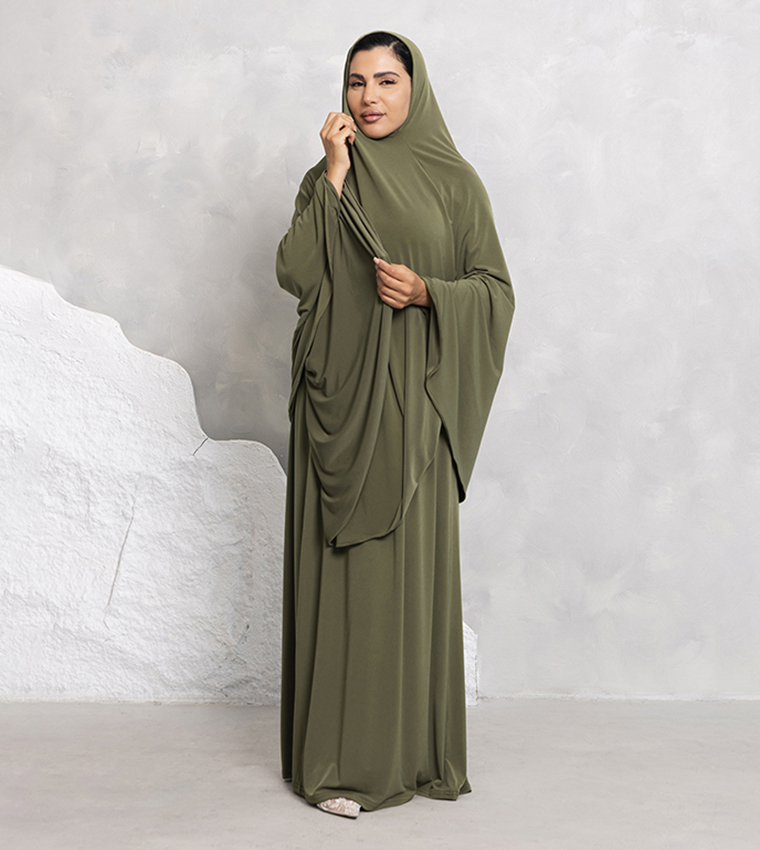Solid Hijab & Abaya Set