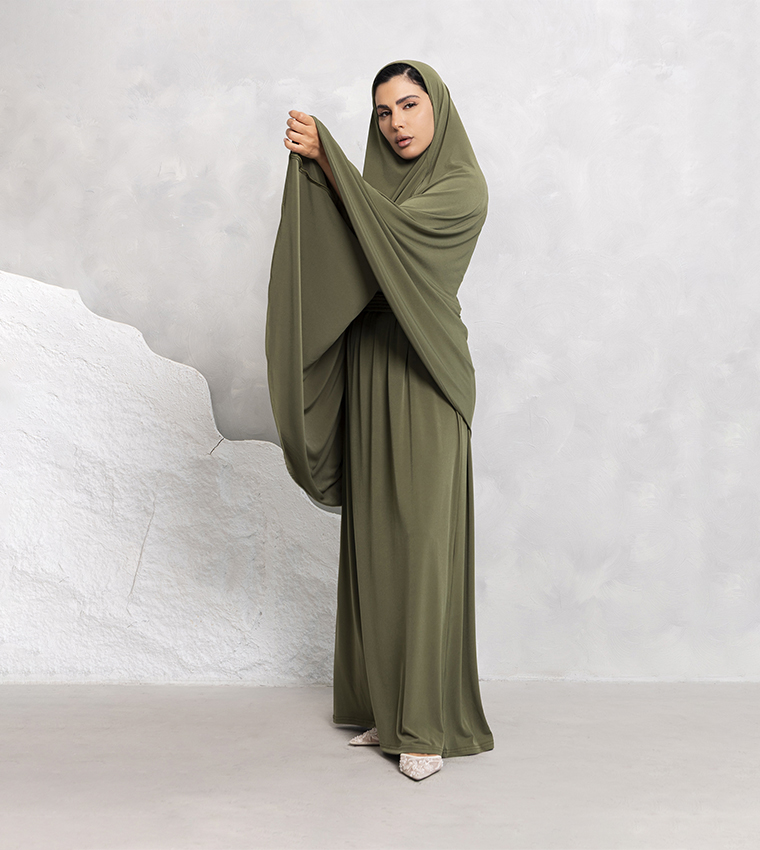 Solid Hijab & Abaya Set