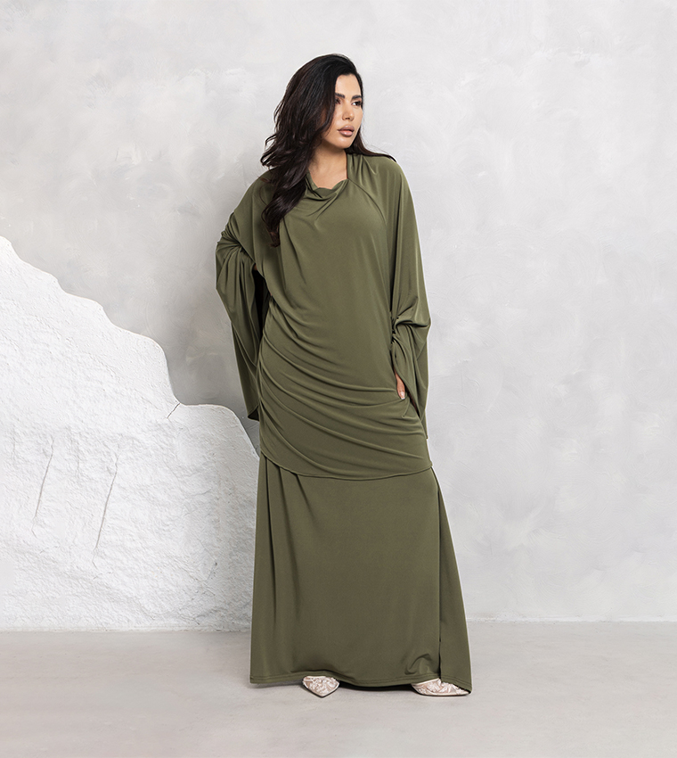 Solid Hijab & Abaya Set