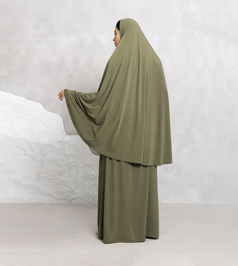 Solid Hijab & Abaya Set