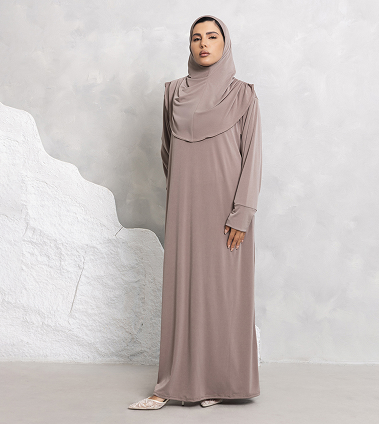 عباية جيرسيه سادة بأكمام طويلة  