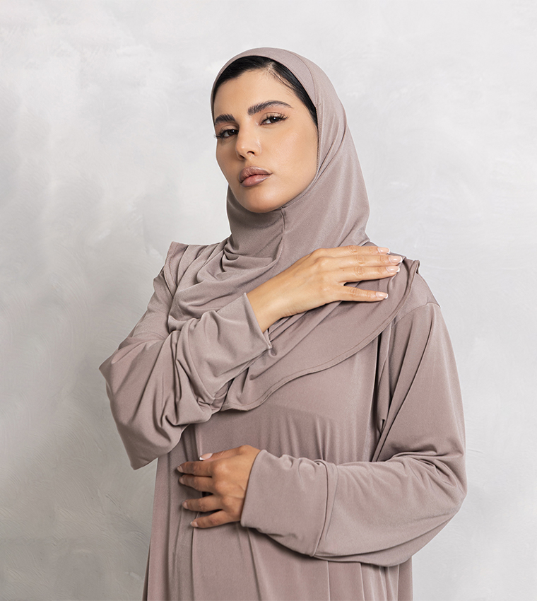 عباية جيرسيه سادة بأكمام طويلة  