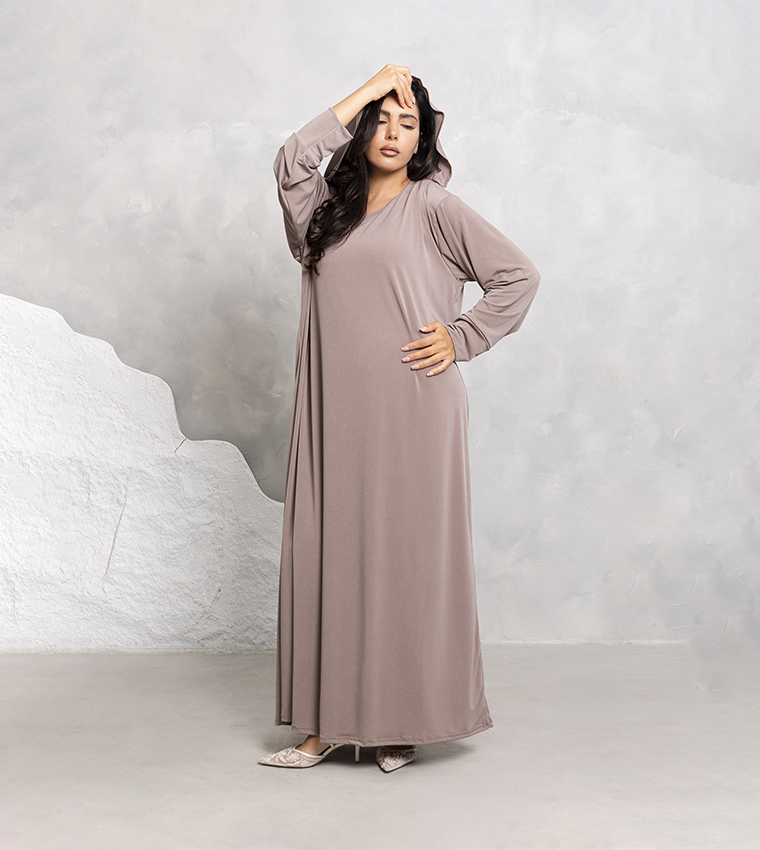 عباية جيرسيه سادة بأكمام طويلة  