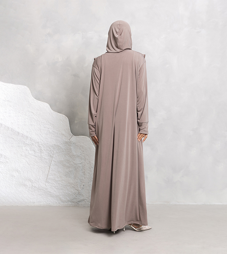 عباية جيرسيه سادة بأكمام طويلة  