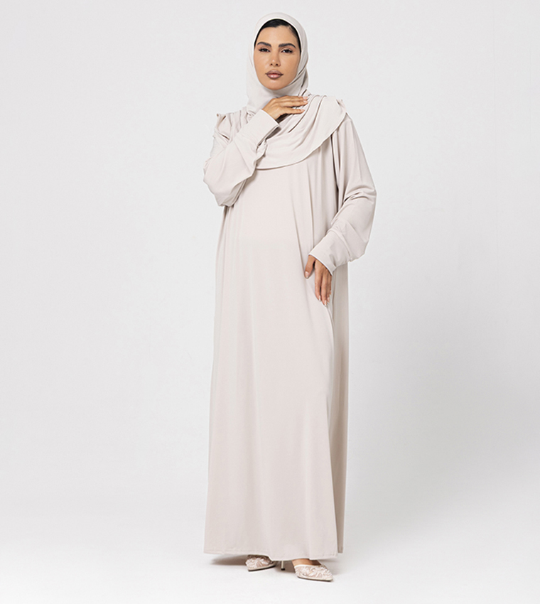 Solid Long Sleeves Jersey Abaya