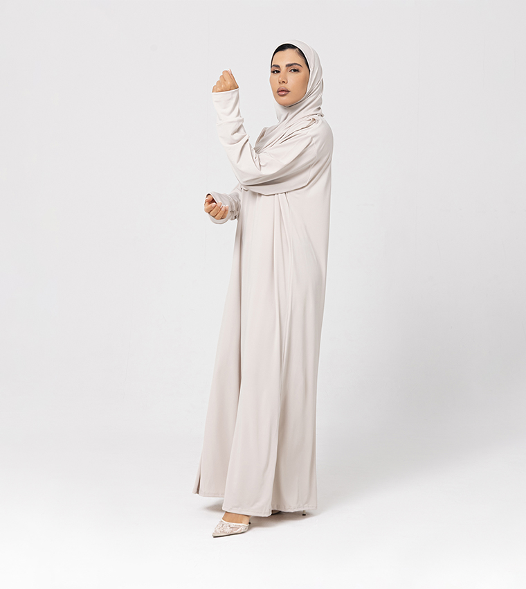 Solid Long Sleeves Jersey Abaya
