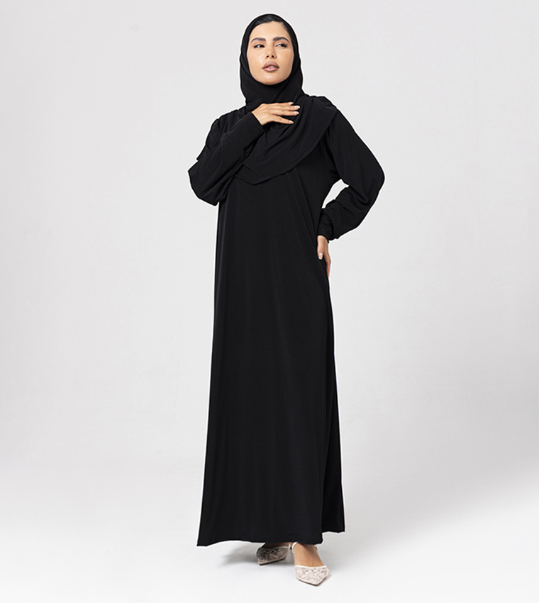 Solid Long Sleeves Jersey Abaya