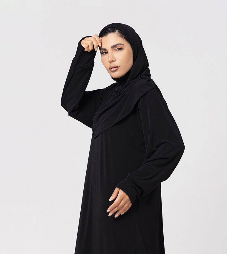 Solid Long Sleeves Jersey Abaya