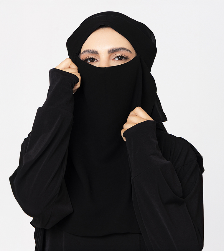 نقاب شيفون صوف سادة  