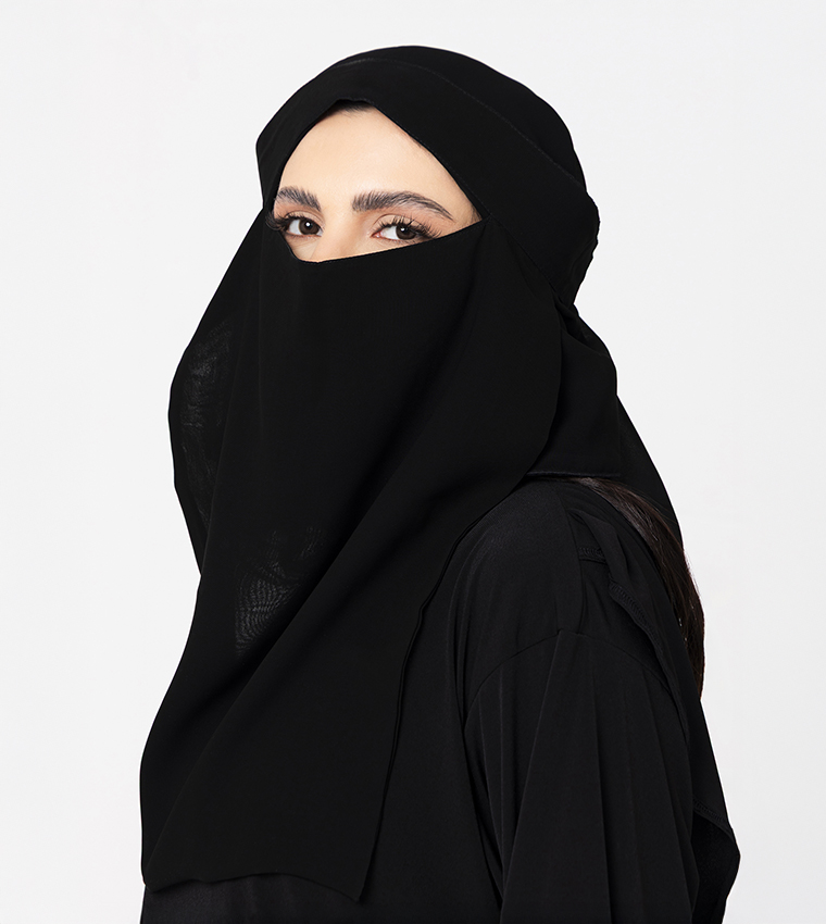 نقاب شيفون صوف سادة  