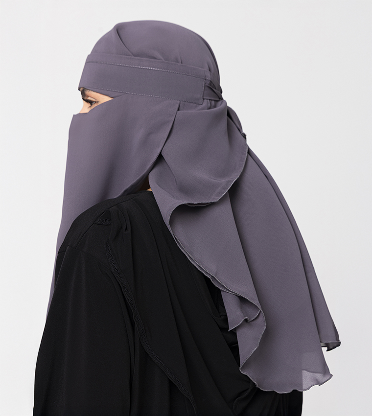 نقاب شيفون صوف سادة  