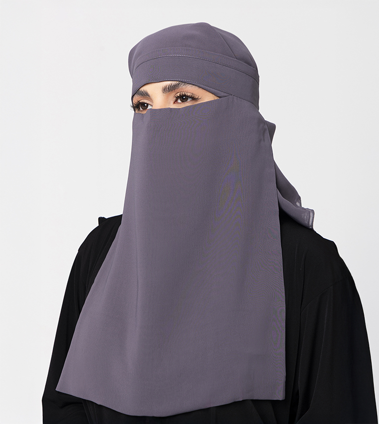 نقاب شيفون صوف سادة  