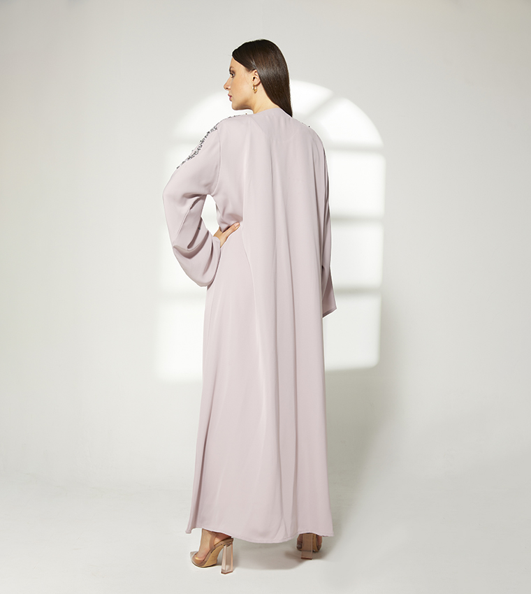 Buy Moistreet Embellished Long Sleeves Abaya In Lavender | 6thStreet UAE