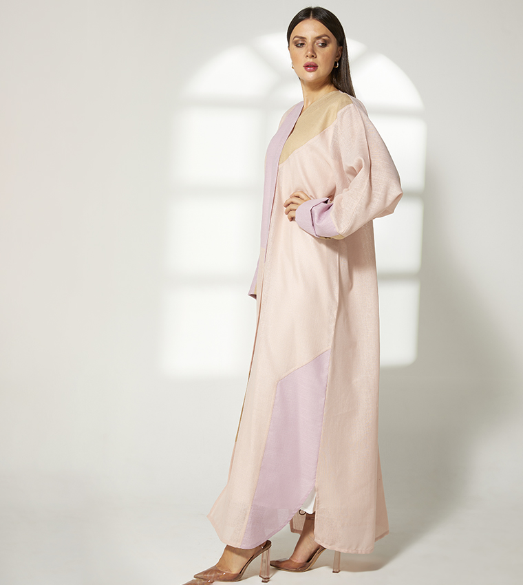 Color Block V Neck Abaya