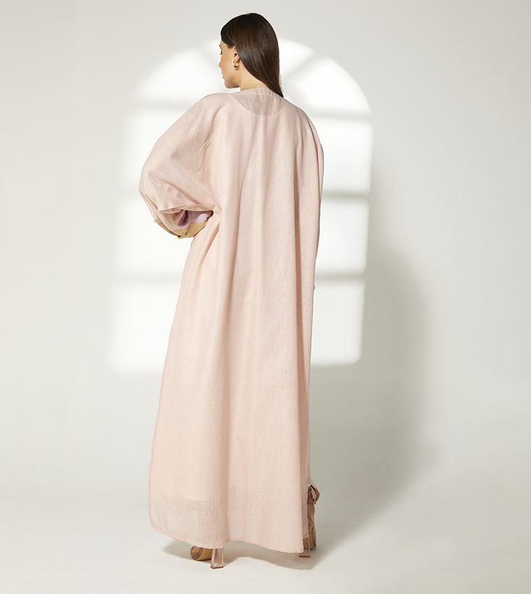 Color Block V Neck Abaya