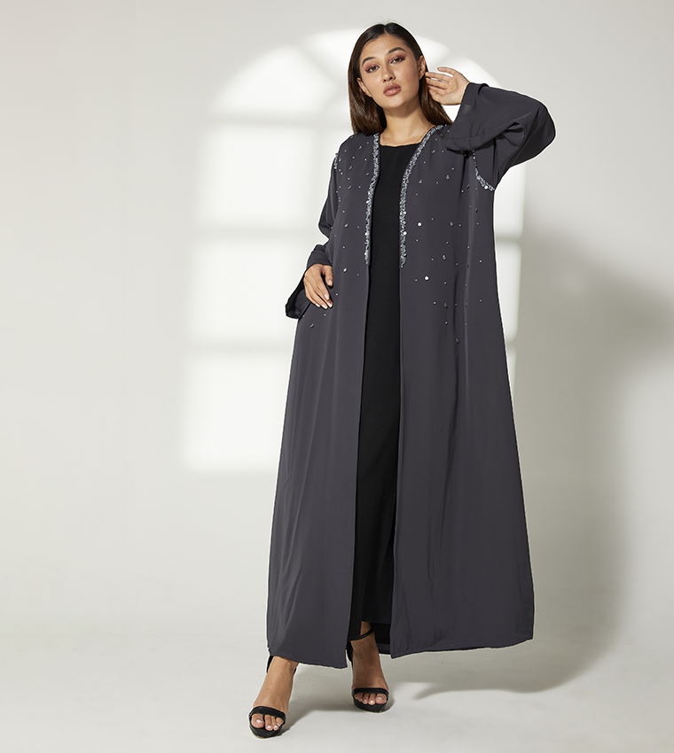 Sequins Embellished Long Sleeves Abaya