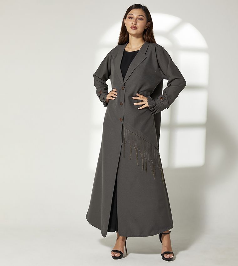 Blazer Style Abaya with Pleated Cuffs