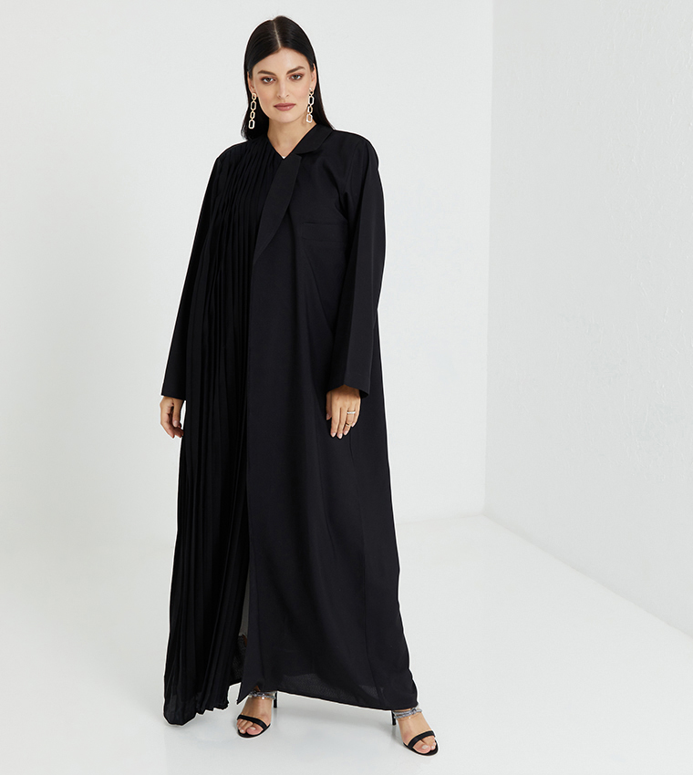Buy Moistreet Nida Abaya Set With Under Dress & Sheila In Black ...