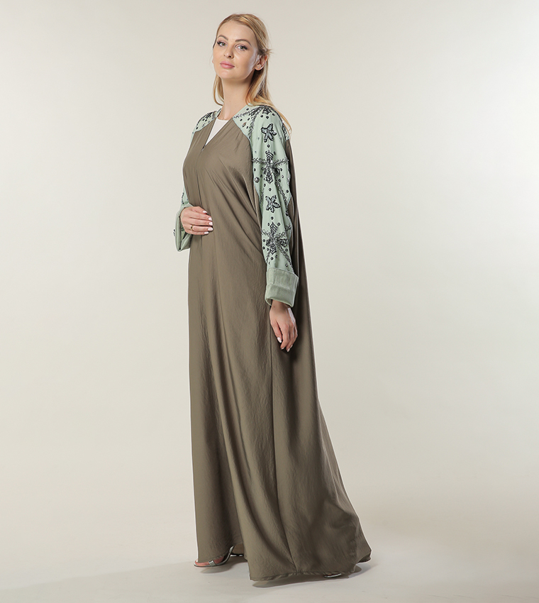 Embellished Color Block Abaya
