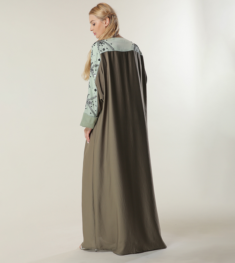 Embellished Color Block Abaya