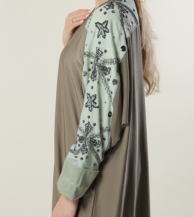 Embellished Color Block Abaya