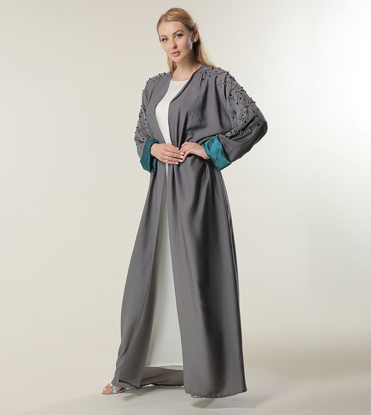 Moistreet  Abayas - Grey Abayas