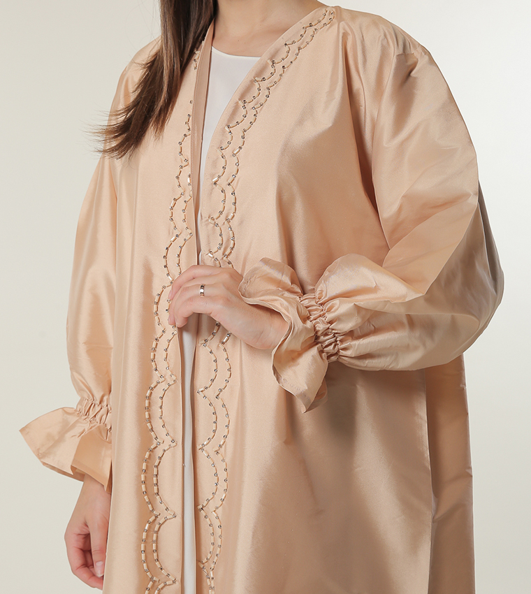 Embellished Puff Sleeves Abaya