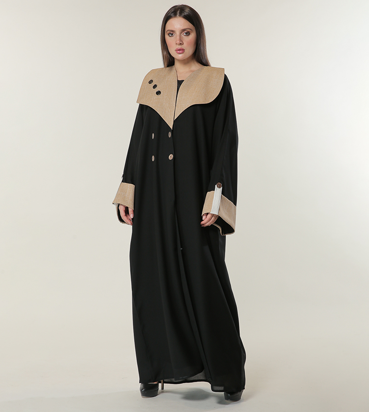 Colour Blockk Button Detailed abaya