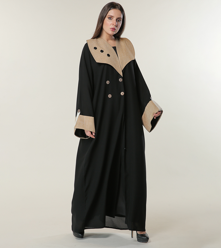 Colour Blockk Button Detailed abaya