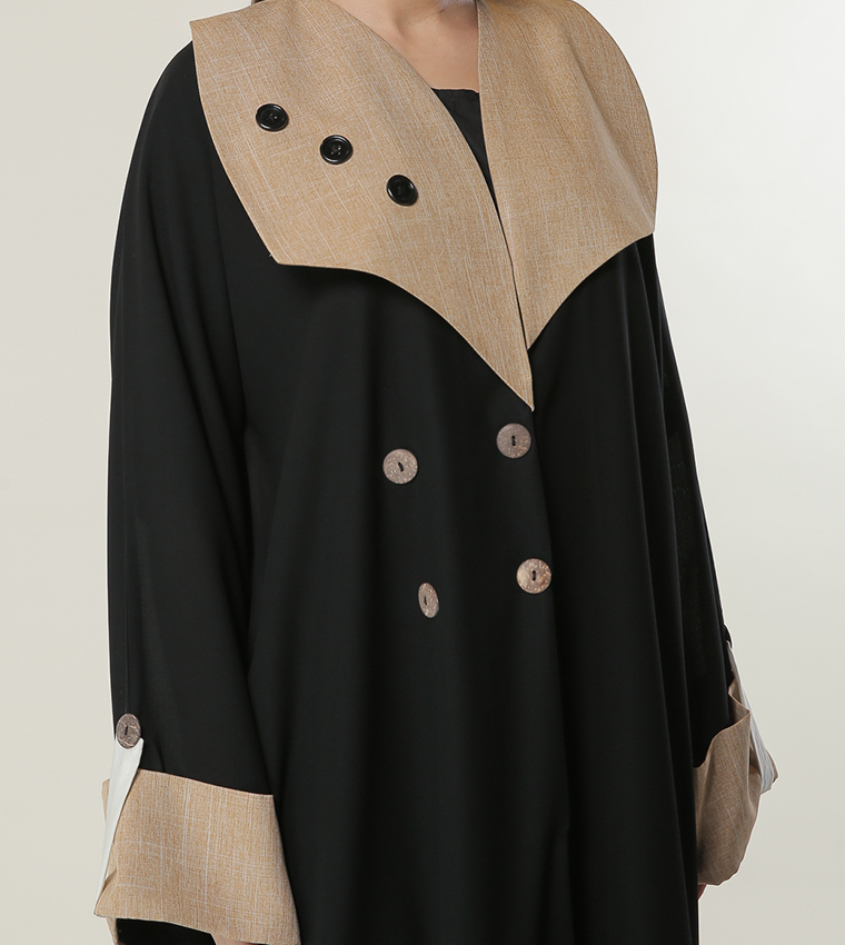 Colour Blockk Button Detailed abaya