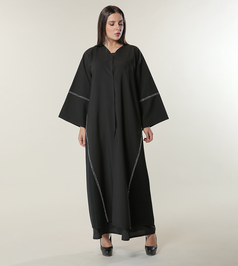 Embroidery Detail Wide Sleeves Abaya